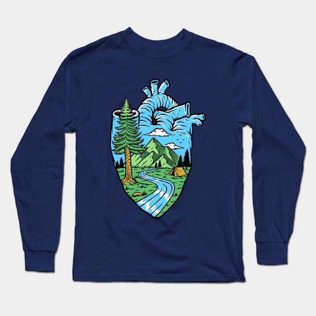 Nature in my heart illustration Long Sleeve T-Shirt by Mako Design 